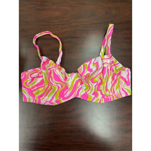 NWT Aerie Unlined Demi Marble Print Bikini Swim Top Size 38DD - Picture 1 of 6
